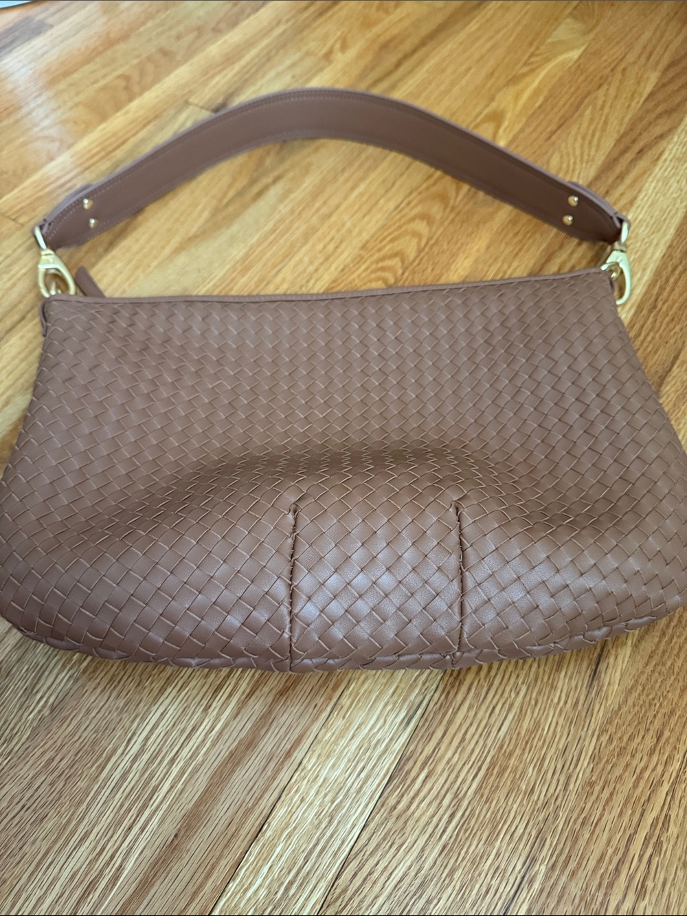 Quince Italian Handwoven Leather Shoulder Bag Cognac Excellent Used Condition - Picture 6 of 9